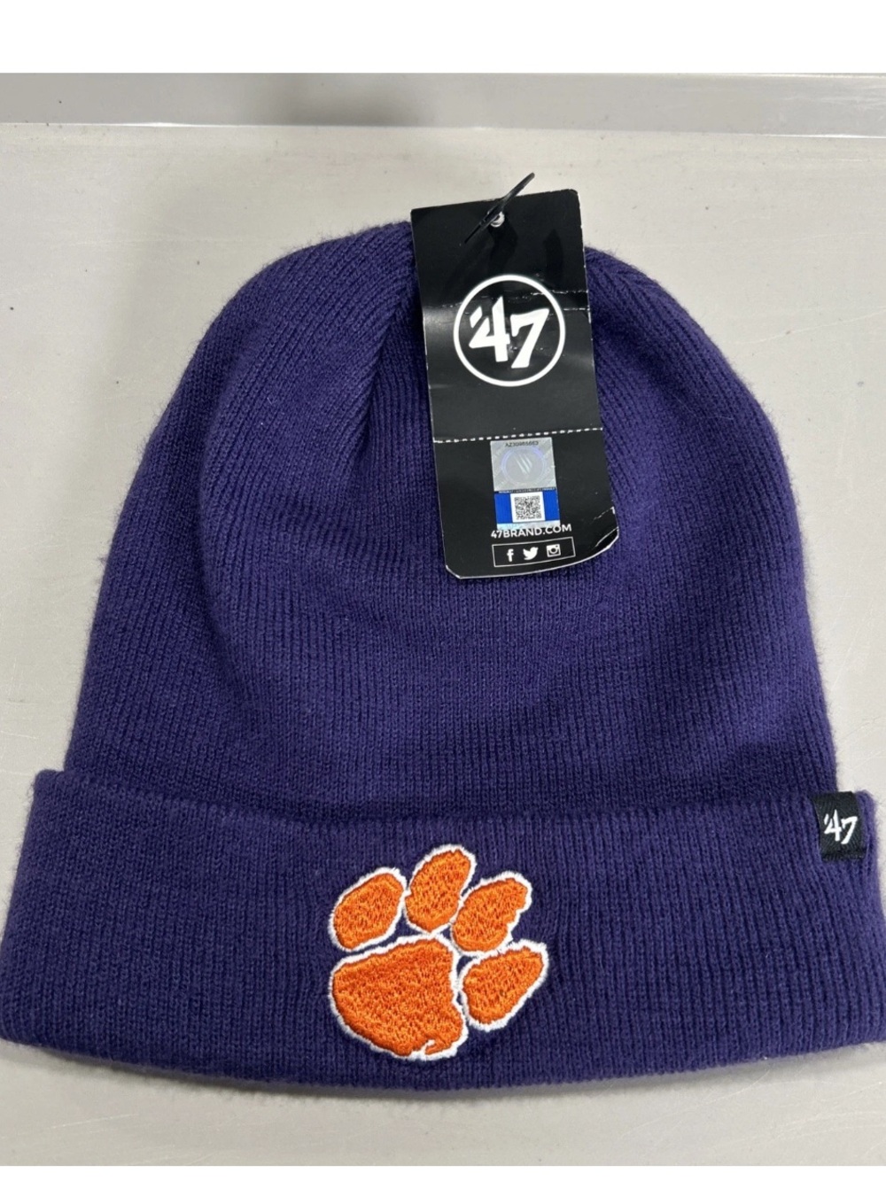 NWT Clemson Tigers ‘47 Brand Purple & Orange Toboggan Beanie Watch Cap OSFM